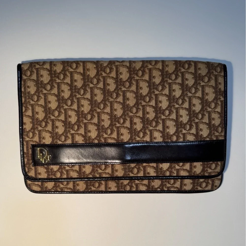 Vintage Dior Trotter Clutch Bag Bordeaux Authentic Used